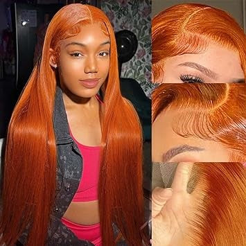 24Inch Ginger Lace Front Wig Human Hair