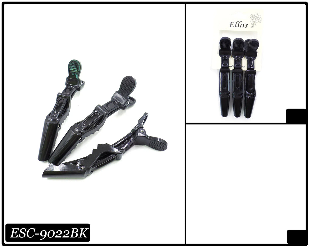 Hair Styling Crocodile Clips #ESC9022 (12PC) - BLACK - ESC9022BK
